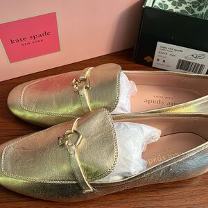 Kate Spade Gold Metallic Loafers with Open Back